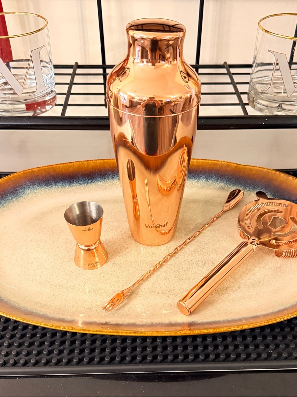 VonShef Rose Gold/Copper Cocktail Shaker Set